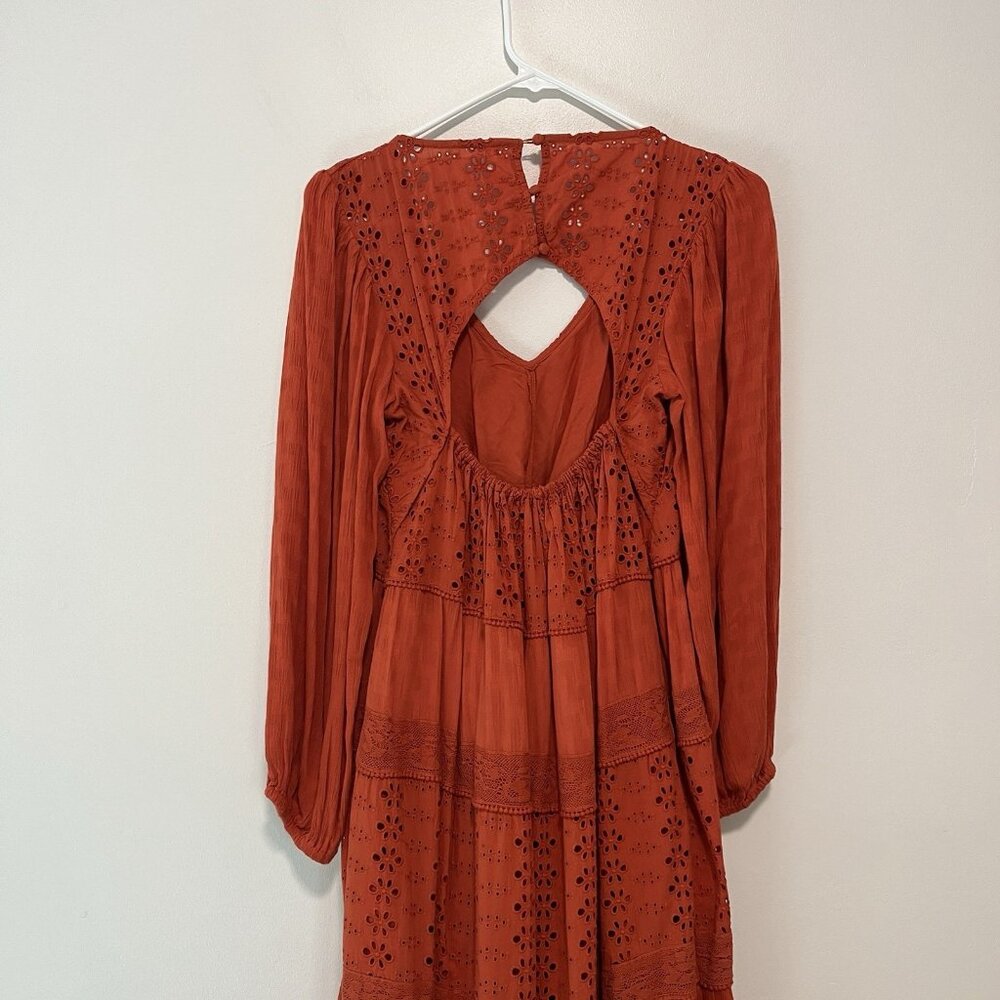 Free People Orange‎ Mockingbird Maxi Eyelet Open Back Dress Size XS - Picture 7 of 10